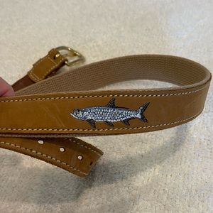 Leather Man leather belt with embroidered fish belt